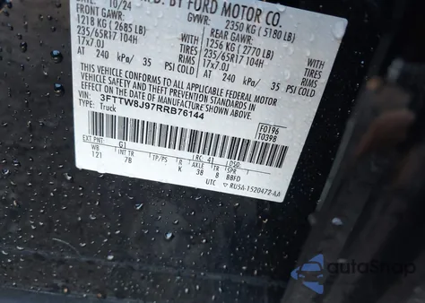 2024 Ford Maverick Xlt из США, поврежденный, VIN 3FTTW8J97RRB76144